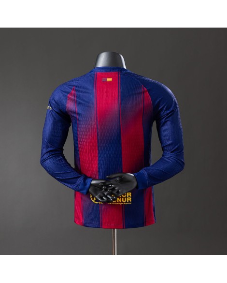 Barcelona Heimtrikot der Saison 25/26 mit langen Ärmeln - Player