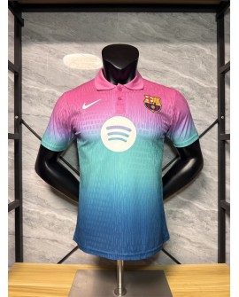 Barcelona Poloshirt 26-27 – Lila-Grün-Blau-Farbverlauf-Trikot  - Player