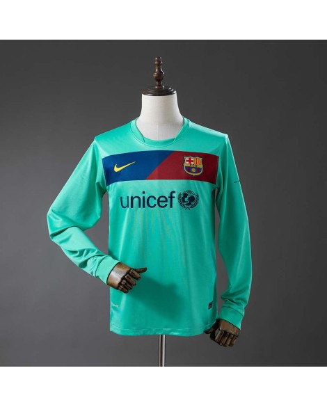 10/11 Retro Grünes Barcelona Auswärts-Langarmtrikot