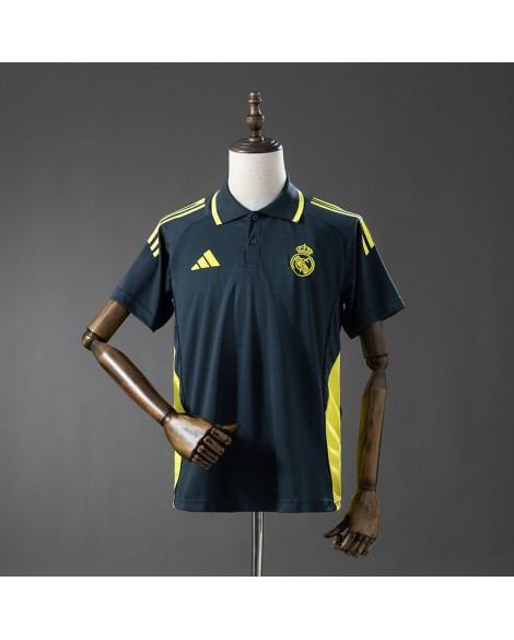 Real Madrid Polohemd 25/26 – Dunkelgrau & Gelb