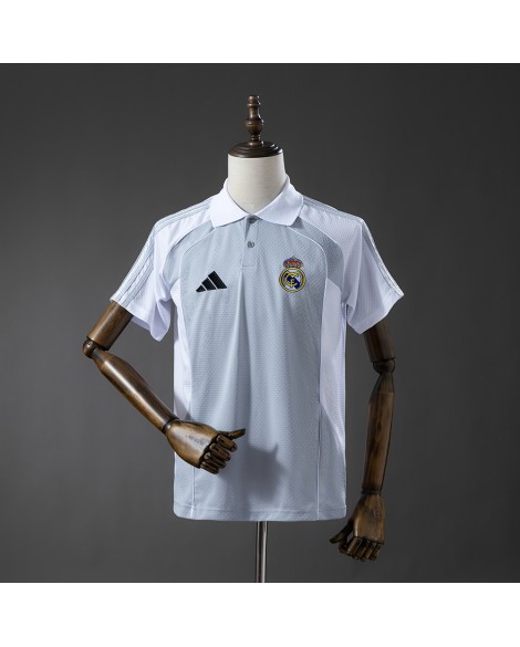 Real Madrid Poloshirt der Saison 25/26 – grau und weiß