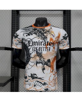 Real Madrid 2025/26 Schwarz-weiße Drachenversion Trikot-Spielerversion