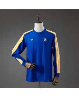 Real Madrid Langärmeliges blaues T-Shirt mit Tribünenlogo