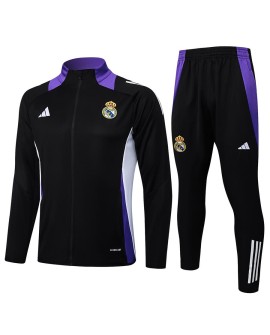 Real Madrid Trainingsjacke 2425 – Schwarz (lila Kragen)