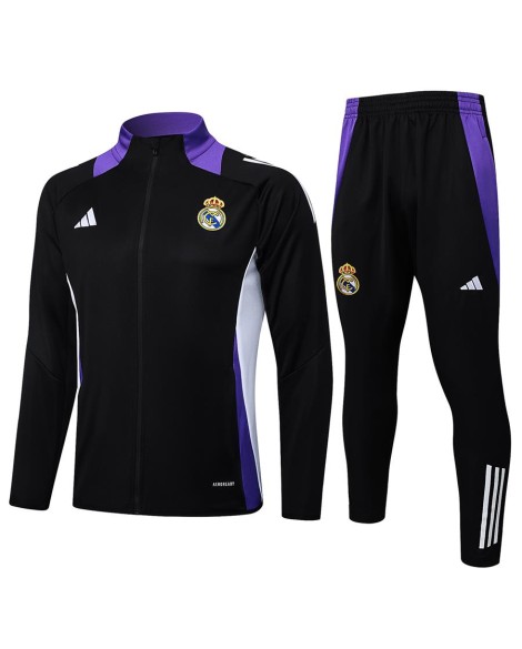 Real Madrid Trainingsjacke 2425 – Schwarz (lila Kragen)