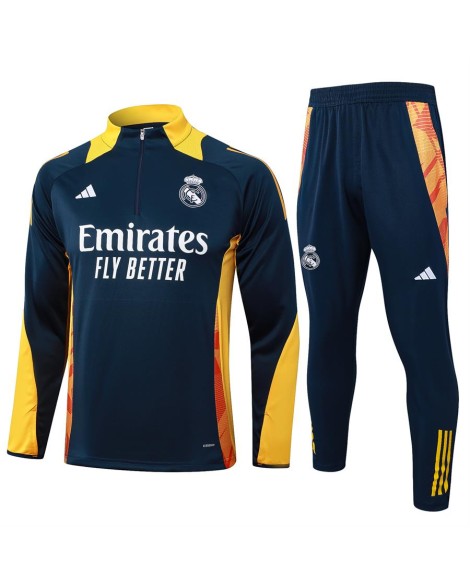 Real Madrid Trainingsuniform – 2425 Königsblau (gelber Kragen)