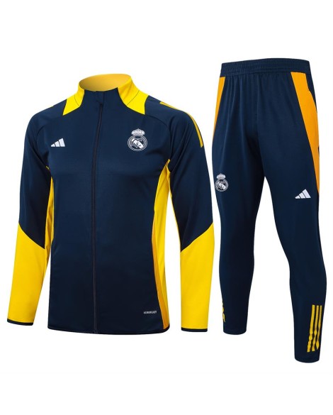 Real Madrid Trainingsjacke-2425 Königsblau (gelbe Ärmel)