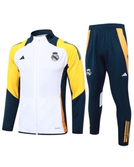 Real Madrid Trainingsjacke-2425 Weiß (gelbe Schultern)