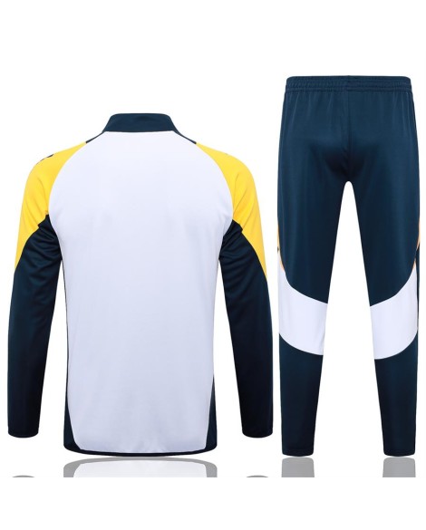 Real Madrid Trainingsjacke-2425 Weiß (gelbe Schultern)