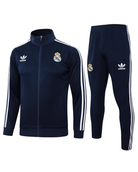 Real Madrid Trainingsjacke-2425 Königsblau (Weiß auf drei Seiten)