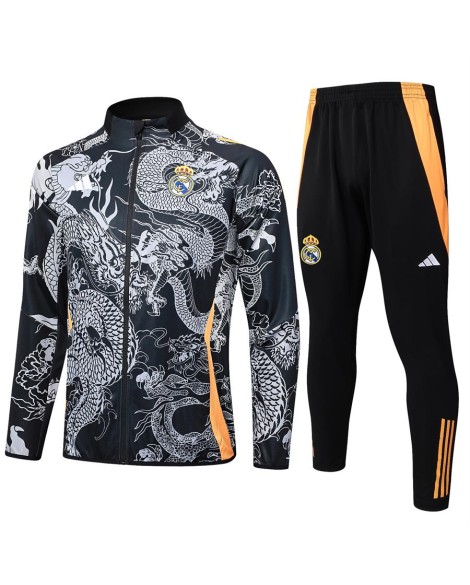 Real Madrid Trainingsanzug-Jacke – 2425 Schwarz (Inkjet Dragon)
