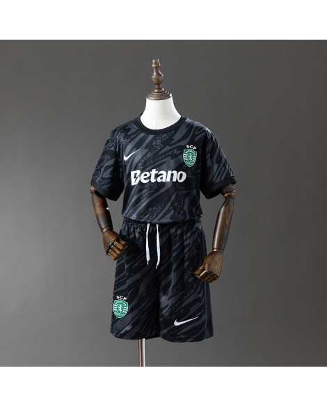 Schwarzes Torwarttrikot von Sporting Lissabon für die Saison 25/26 - Kind