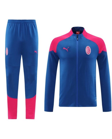Ensemble veste d'entraînement AC Milan (haut, pantalon) rose et bleu 2024/25