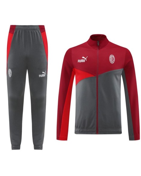Ensemble veste d'entraînement AC Milan (haut, pantalon) rouge et gris 2024/25