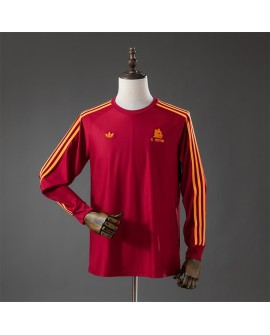 AS Roma Rotes Langarm-T-Shirt mit Tribünenlogo