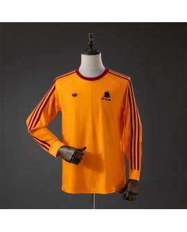 AS Roma Gelbes Langarm-T-Shirt mit Tribünenlogo