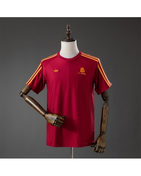 AS Roma Rotes T-Shirt mit Tribünenlogo