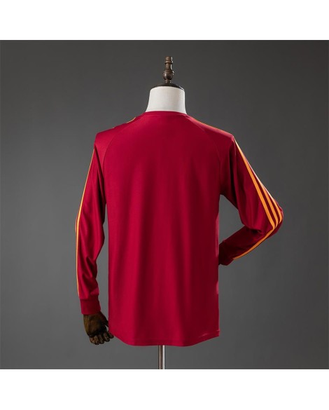 AS Roma Rotes Langarm-T-Shirt mit Tribünenlogo