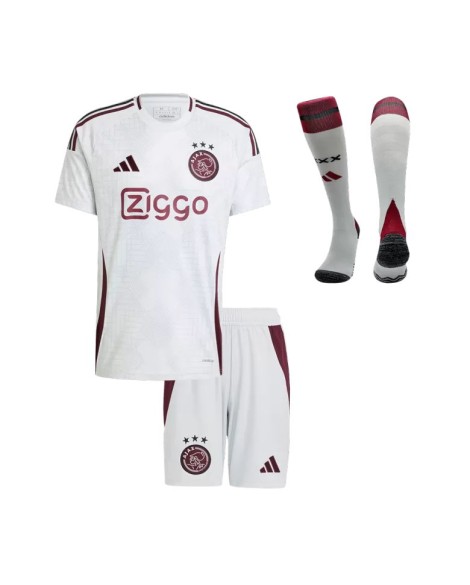 Ajax Auswärts-Fußballtrikot-Set 2024/25 für Kinder (Trikot + Shorts + Socken)