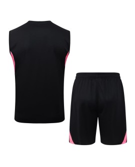 Arsenal 2526 Ärmelloser Anzug mit Weste, schwarz - Pinke Werbung (Top + Shorts)