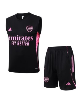 Arsenal 2526 Ärmelloser Anzug mit Weste, schwarz - Pinke Werbung (Top + Shorts)