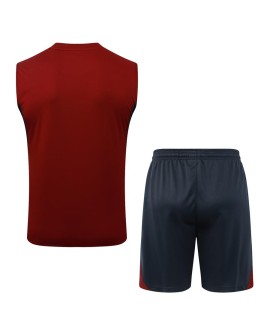 Arsenal 2526 Ärmelloser Anzug in Bordeauxrot (weißes Vereinswappen) (Hemd + Shorts)