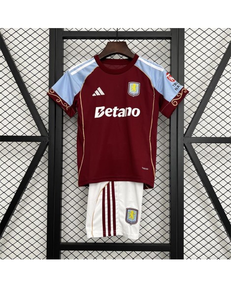 Aston Villa Heim-Trikot-Set 25/26 (Trikot + Hose) – Kind