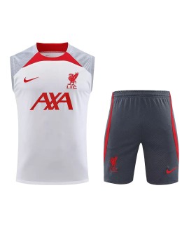 Ärmelloses Liverpool-Trainingstrikot 2023/24 in Weiß und Grau
