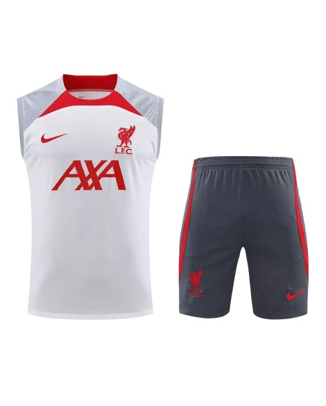 Ärmelloses Liverpool-Trainingstrikot 2023/24 in Weiß und Grau