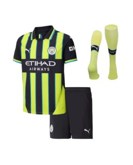Manchester City Auswärts-Fußballtrikot-Set 2024/25 für Kinder (Trikot + Shorts + Socken)