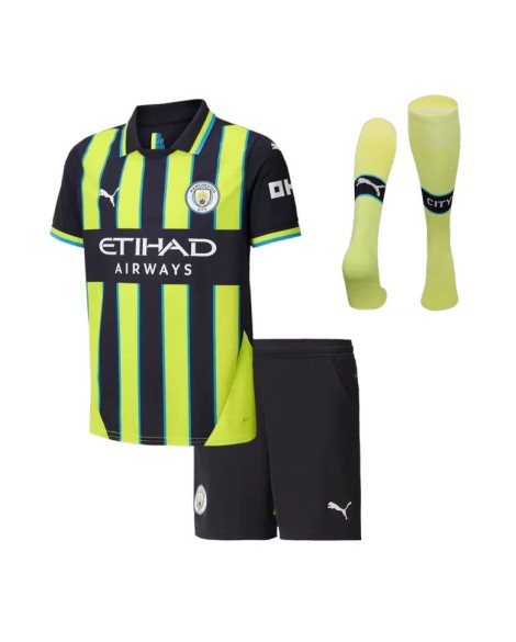 Manchester City Auswärts-Fußballtrikot-Set 2024/25 für Kinder (Trikot + Shorts + Socken)