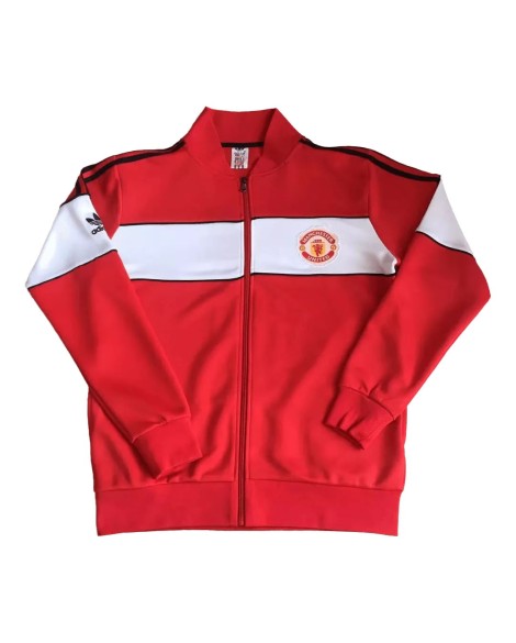 Manchester United 1984 Retro-Trainingsjacke – Rot und Weiß