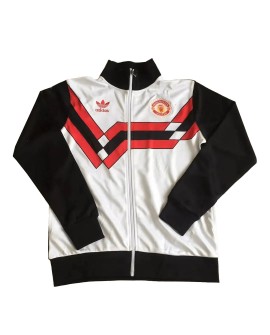 Manchester United 1990 Retro-Trainingsjacke – Schwarz und Weiß