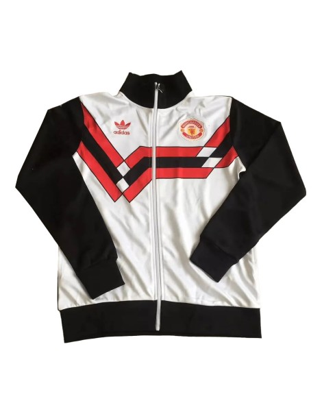 Manchester United 1990 Retro-Trainingsjacke – Schwarz und Weiß