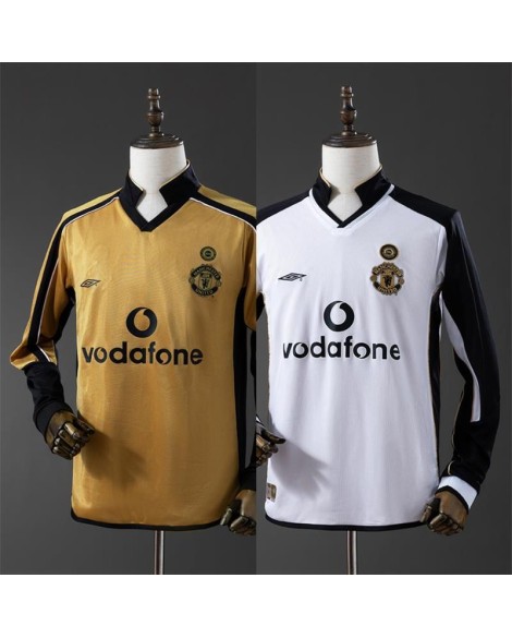 Manchester United 01/02 Jubiläumsausgabe Langarm-Retro-Trikot - Wendbar