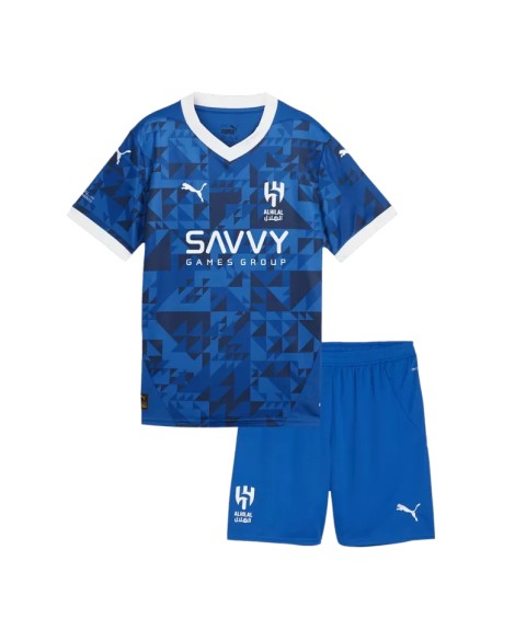 Al Hilal SFC Heim-Fußballtrikot 2024/25 für Kinder (Trikot + Shorts)