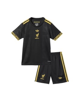 Mexiko Auswärtstrikot für Kinder (Trikot + Shorts) 2025, Schwarz – Gold Cup