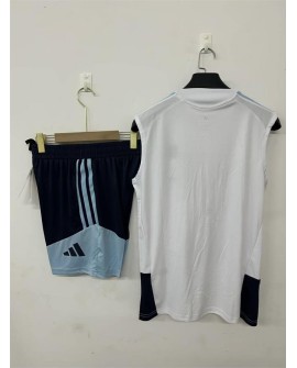 Argentiniens weißes Trainingsoutfit für 2026 (ärmelloses Trikot + Shorts)