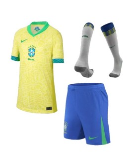 Brasilien Heimtrikot Copa America 2024 Kinder (Trikot+Shorts+Socken)