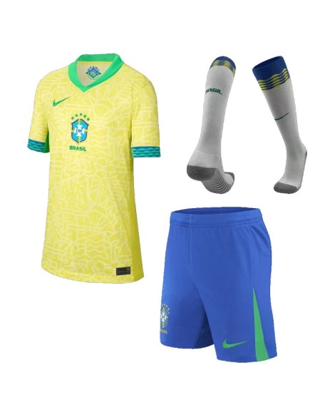 Brasilien Heimtrikot Copa America 2024 Kinder (Trikot+Shorts+Socken)