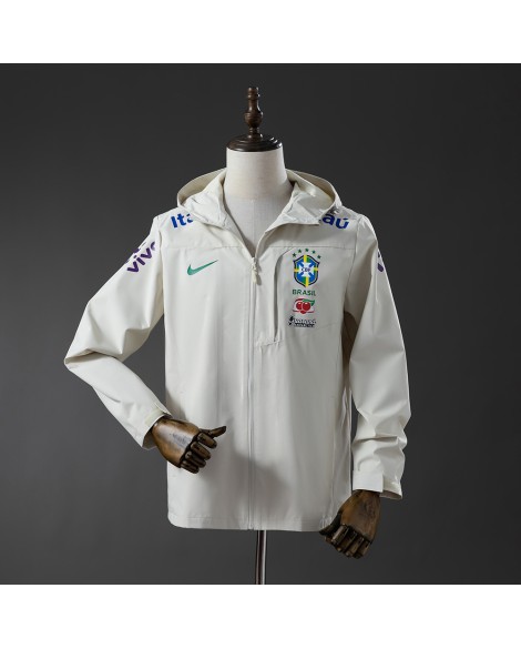Brasilianische winddichte Jacke – cremeweiß