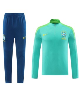 Brasilien-Set aus Sweatshirt-Oberteil mit Reißverschluss und grüner Hose, 2024/25