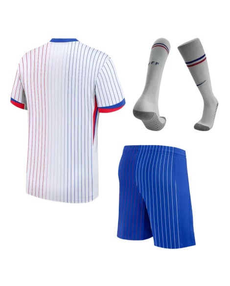 Frankreich EURO 2024 Auswärtstrikot für Kinder (Trikot + Shorts + Stutzen)