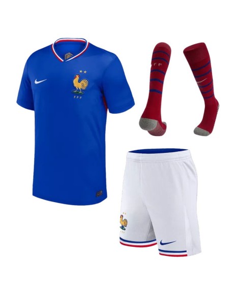 Frankreich EURO 2024 Kinder-Heimtrikot (Trikot + Shorts + Stutzen)