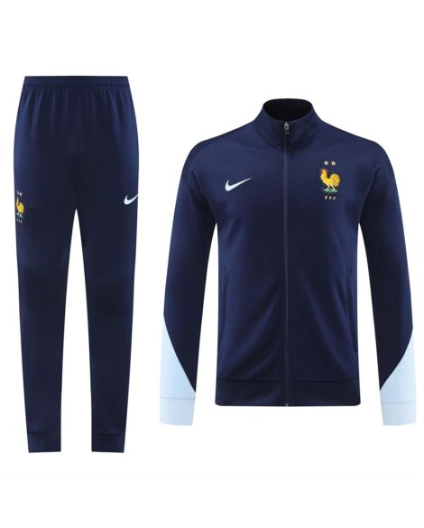 Frankreich Trainingsoutfit (Jacke + Hose) Marineblau 2024