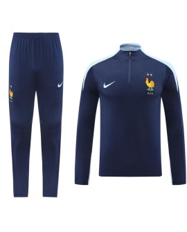 France Zip-Trainingsanzug-Trainingsset (Oberteil + Hose) Marineblau 2024
