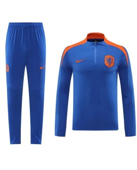 Niederlande-Trainingsanzug-Set mit Reißverschluss (Oberteil + Hose), Blau 2024/25