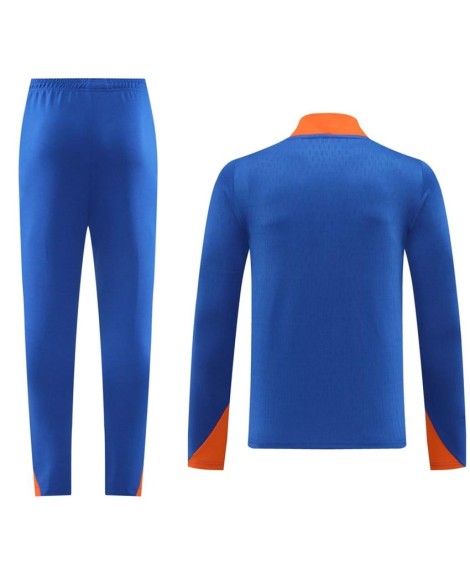 Niederlande-Trainingsanzug-Set mit Reißverschluss (Oberteil + Hose), Blau 2024/25