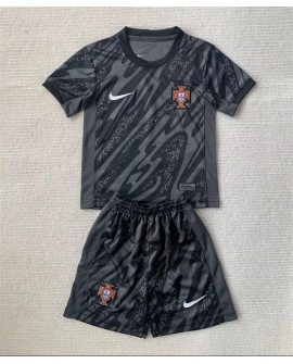Portugal 2024 Torwarttrikot, Schwarz, Kind