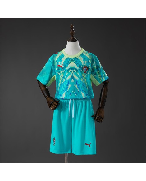 Portugal 2026 grünes Torwarttrikot (Trikot + Shorts) - Kinder